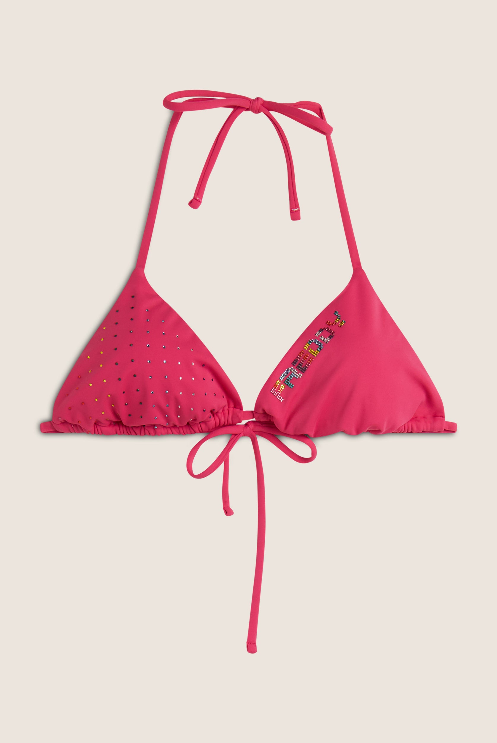 Triangel-Bikinioberteil mit Strassverzierung - FUCHSIA