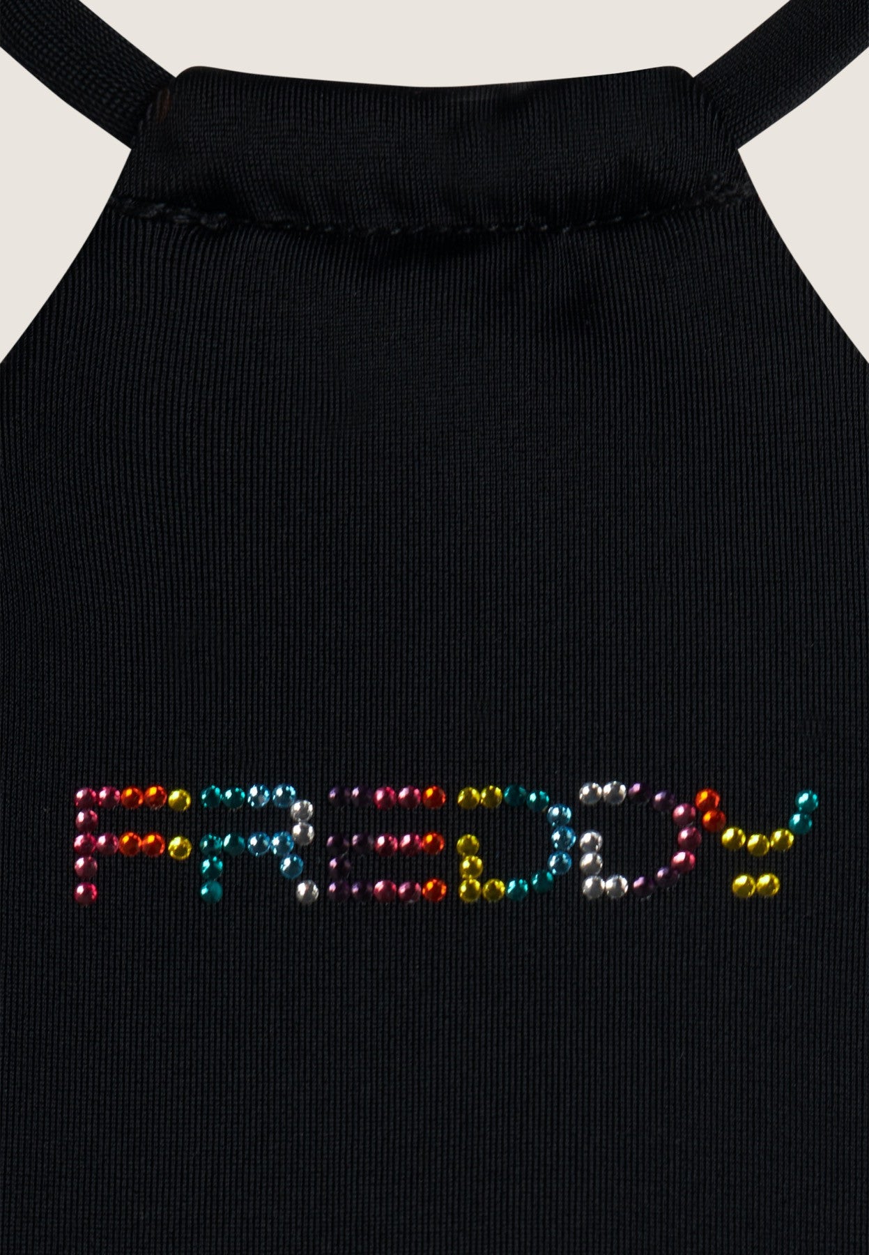 Bikini-Neckholder-Top mit strassbesetztem Freddy Logo - BLACK
