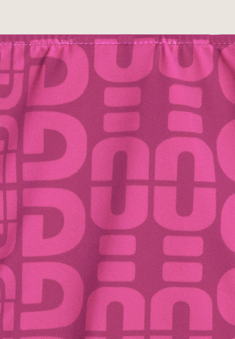 String-Bikinihose mit Allover-Logo-Print - FUCHSIA