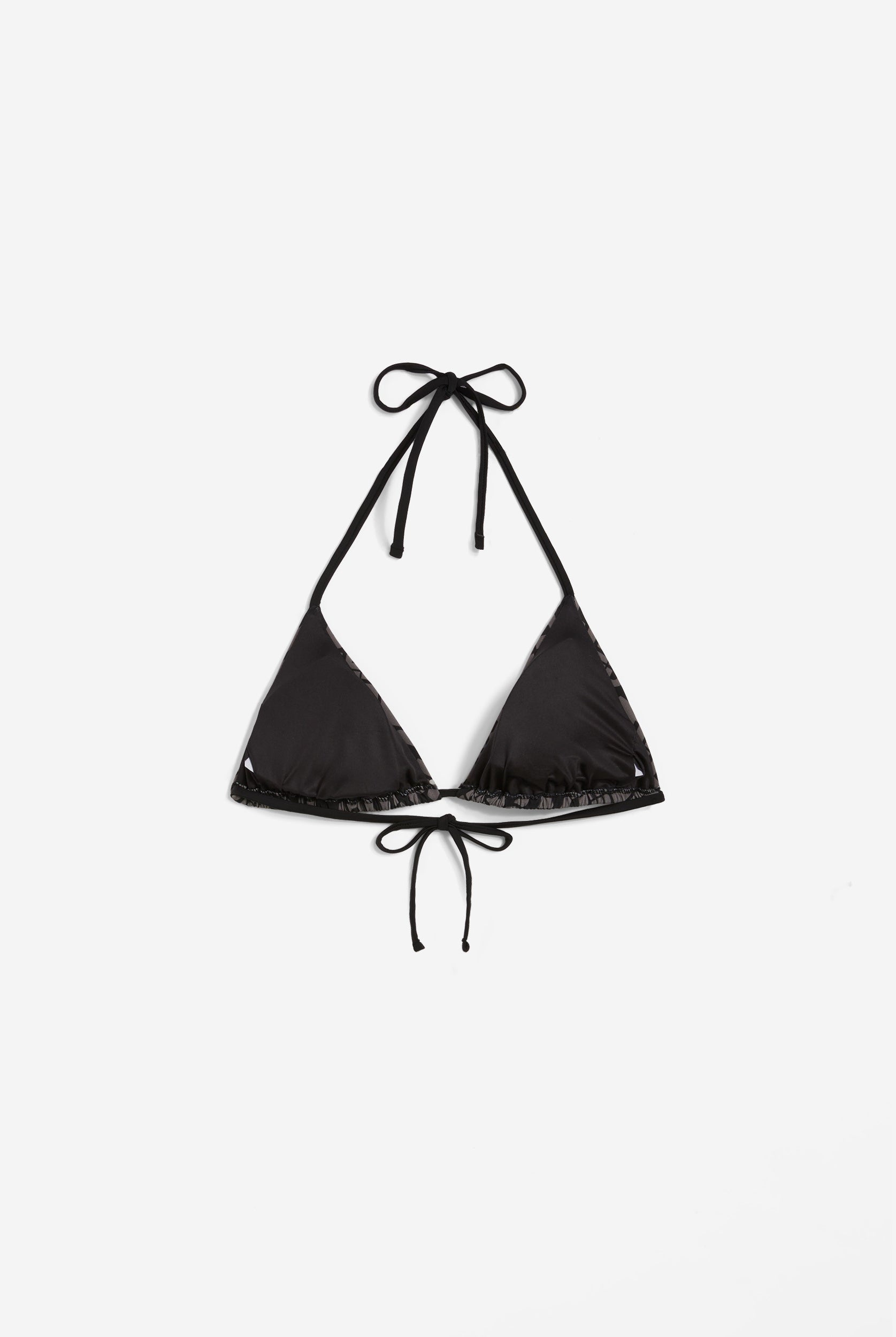 Triangel-Bikinioberteil mit Allover-Logo-Print - BLACK