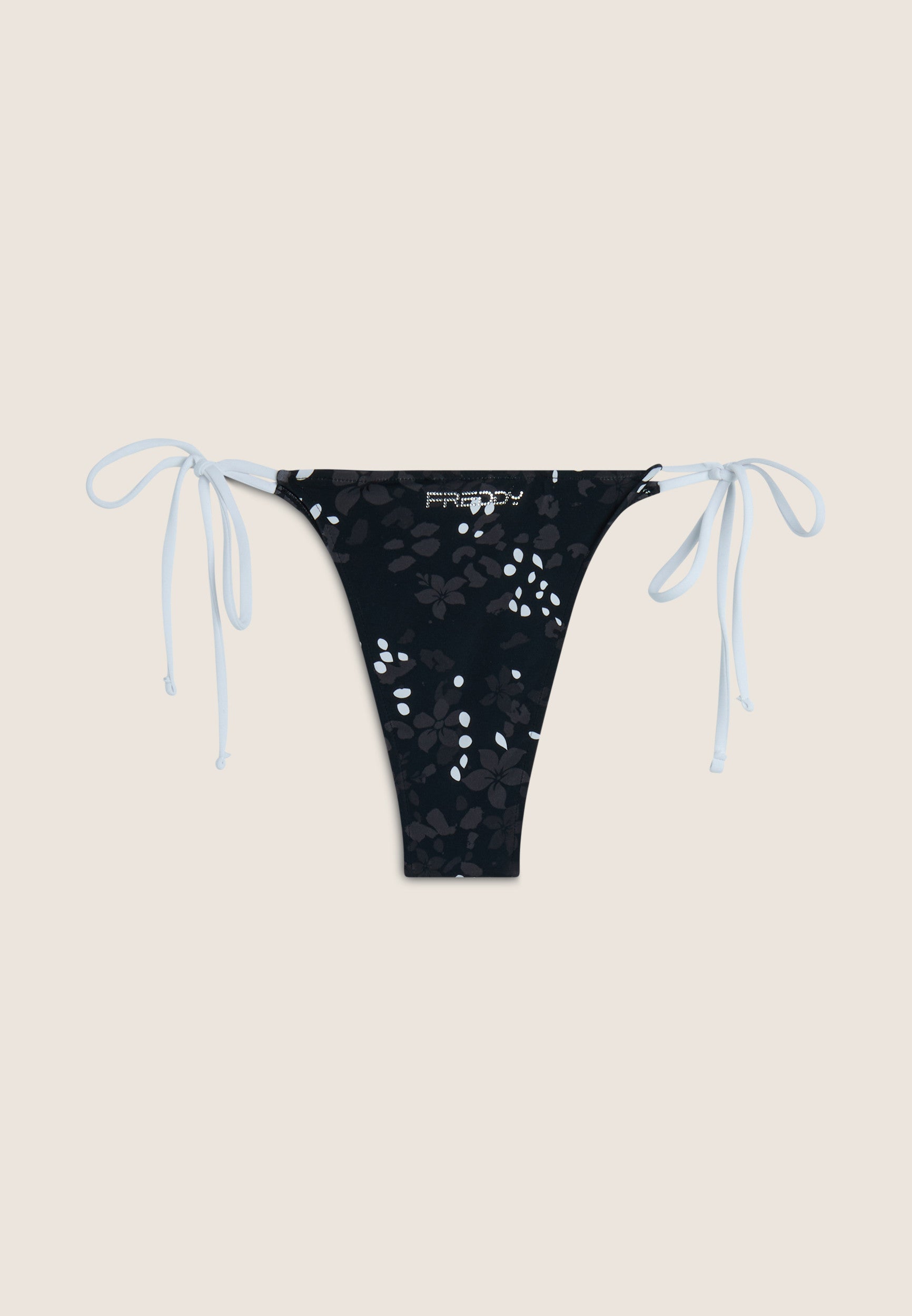String-Bikinihose mit Blumenmuster - BLACK