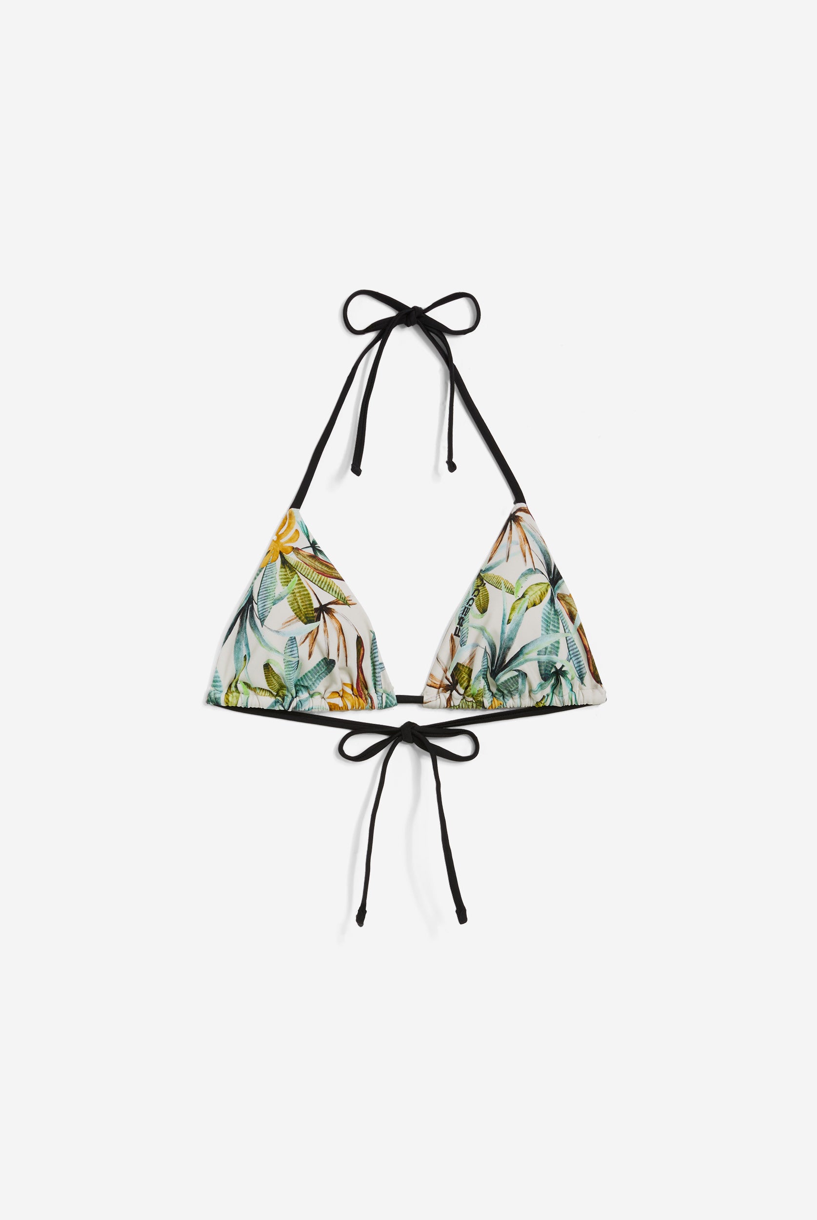 Triangel-Bikinioberteil mit tropischem Blattmuster - SAND