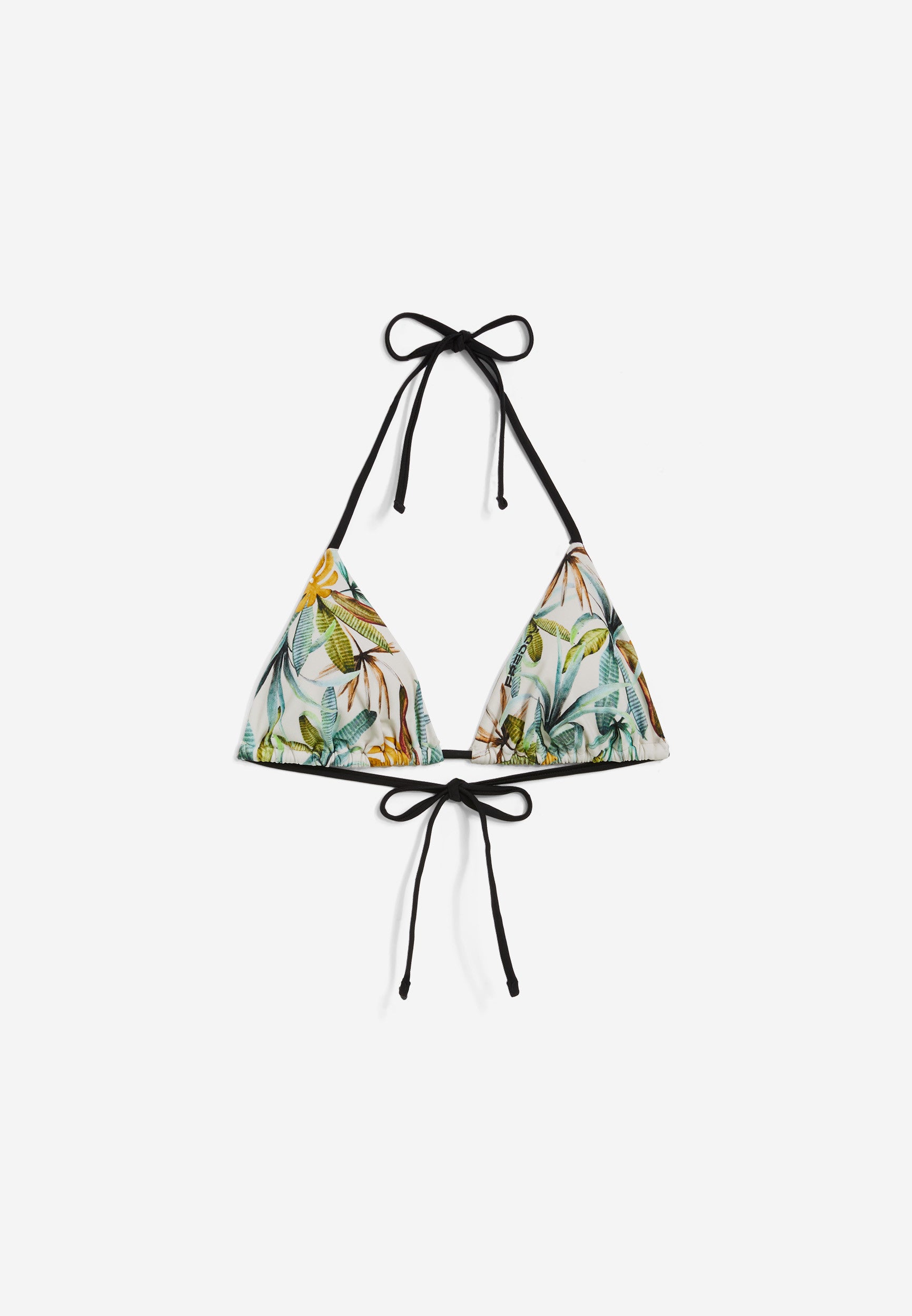 Triangel-Bikinioberteil mit tropischem Blattmuster - SAND
