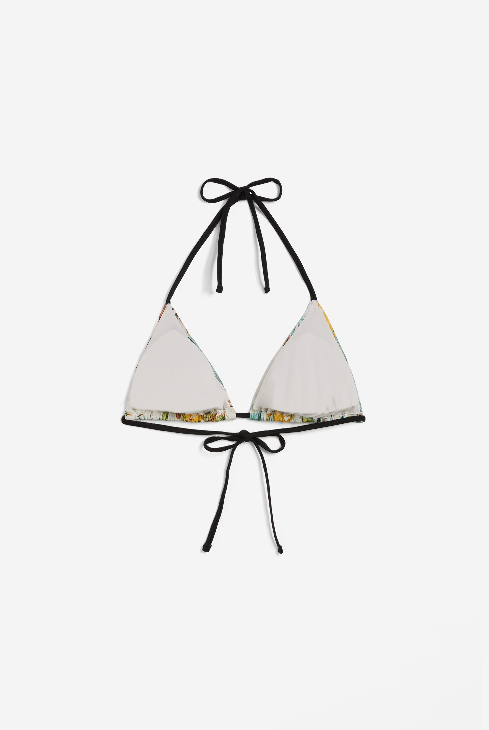 Triangel-Bikinioberteil mit tropischem Blattmuster - SAND