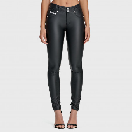 N.O.W® Ecoleather Pants - Mid Waist Skinny - N0 - Black