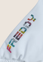 Triangel-Bikinioberteil mit Strassverzierung - WHITE