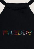 Bikini-Neckholder-Top mit strassbesetztem Freddy Logo - BLACK