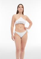 Bikini-Neckholder-Top mit strassbesetztem Freddy Logo - WHITE