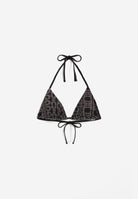 Triangel-Bikinioberteil mit Allover-Logo-Print - BLACK