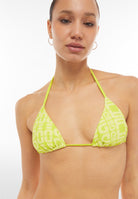 Triangel-Bikinioberteil mit Allover-Logo-Print - LIME