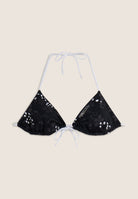 Triangel-Bikinioberteil mit Blumenmuster - BLACK