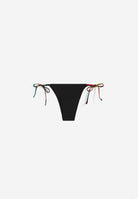 String-Bikinihose mit tropischen Details - BLACK
