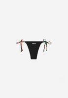 String-Bikinihose mit tropischen Details - BLACK