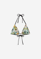 Triangel-Bikinioberteil mit tropischem Blattmuster - SAND