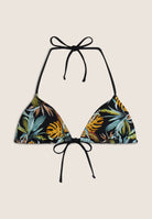 Triangel-Bikinioberteil mit tropischem Blattmuster - BLACK