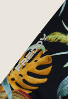 Triangel-Bikinioberteil mit tropischem Blattmuster - BLACK