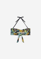 Bandeau-Bikinioberteil mit tropischem Print - BLACK