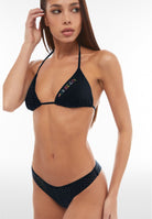 Triangel-Bikinioberteil mit Strassverzierung - BLACK