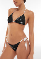 Triangel-Bikinioberteil mit Blumenmuster - BLACK