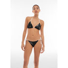 String-Bikinihose mit Blumenmuster - BLACK