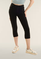 N.O.W. Yoga High Waist Skinny Capri Denim Jeans - Denim Black - Black Seam