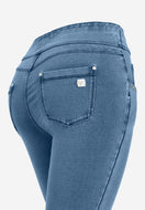 N.O.W. Yoga Mid Waist Skinny 7/8 Denim Jeans - Denim Med. Blue - Blue Seam