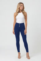 WR.UP Push-Up Button High Waist Skinny Pants - Total Eclipse Blue
