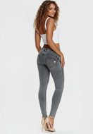 WR.UP Push-Up Regular Waist Skinny Denim Jeans - Denim Gray - Black Seam