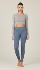 WR.UP Push-Up High Waist Skinny Vegan Leather Pant With Crossed Waist Band - Faded Denim