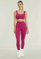 Seamless Ribbed Push-Up High Waist Skinny 7/8 Leggings - Fuchsia Red - Made in Italy
